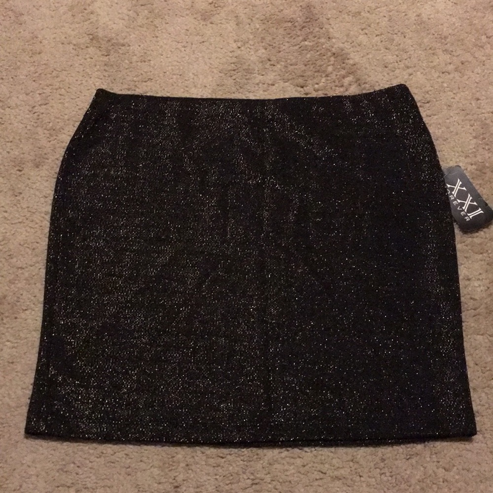 Forever 21 Black Gold Shiny Mini Skirt